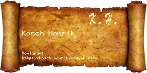 Kosch Henrik névjegykártya